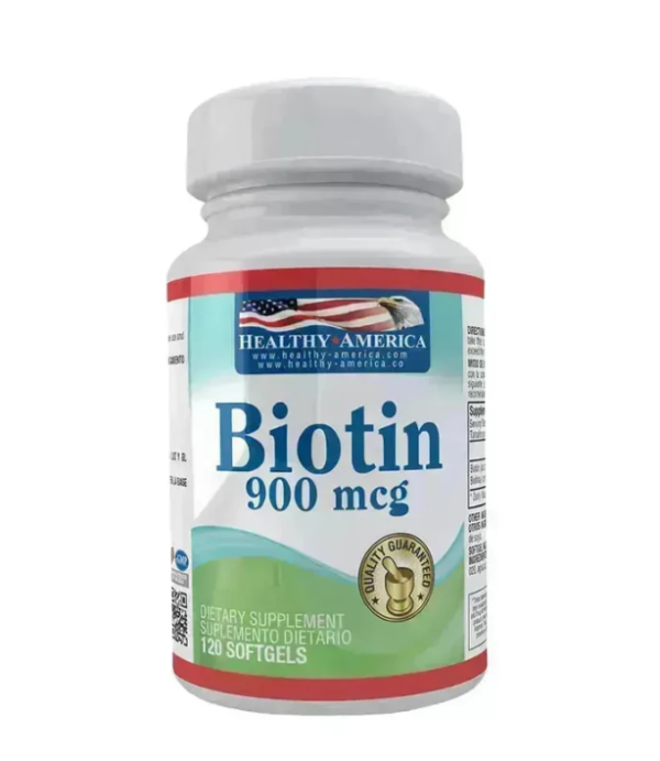 Biotin Healthy+America 120 cápsulas para cabello, piel y uñas
